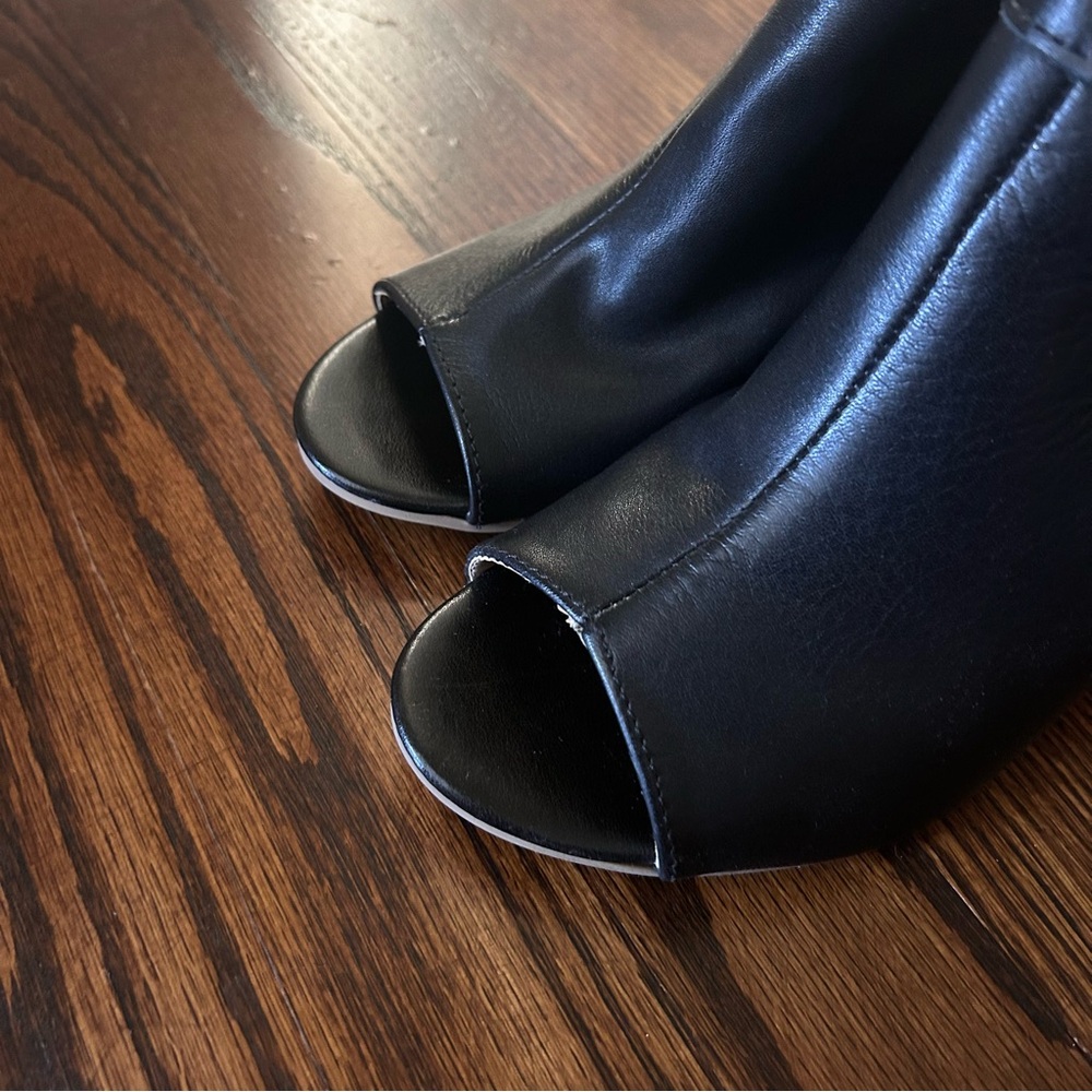 Seychelles Black Peep Toe Leather High Heel Sandals Size 8 - Picture 6 of 10